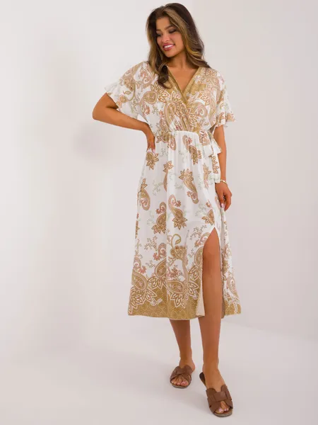 Women's camel dress with a print