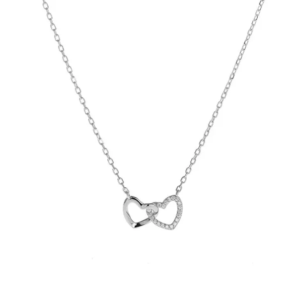 Silver necklace Linked hearts AJNA0016