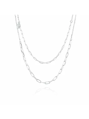 Fashion Silver Double Chains Necklace SJ-C42132-SS