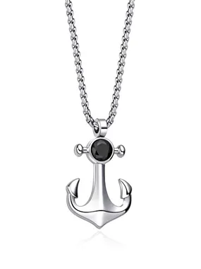 Steel Men´s Necklce with Zircon Anchor N1000502