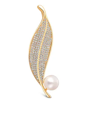 Bright pearl brooch Leaflet JL0700