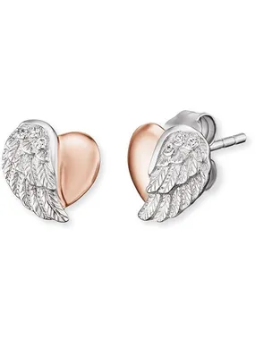 Silver earrings Heart with angel wings and zircons ERE-LILHEARTWBI