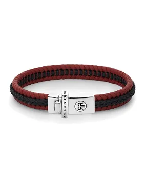 Men's leather bracelet Dual Twisted Black-Red RR-L0138-S