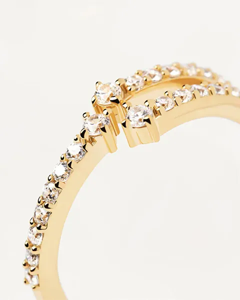 Unique gold-plated ring with clear zircons SISI Gold AN01-865