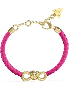 Stylish pink leather bracelet with bow JUBB04003JWYGFCT/U