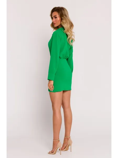 M783 Mini dress with a neckline and collar - juicy green