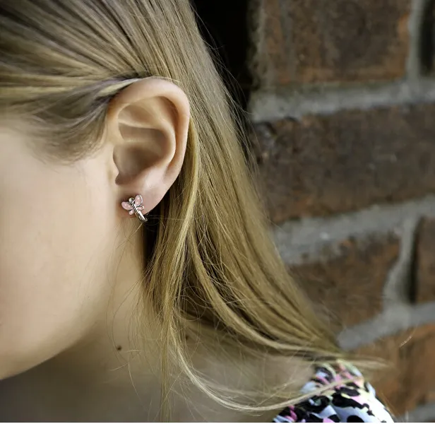 Delicate girls earrings made of silver Butterflies AGUC2560D