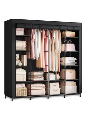 Large textile wardrobe Massido MS-804 black