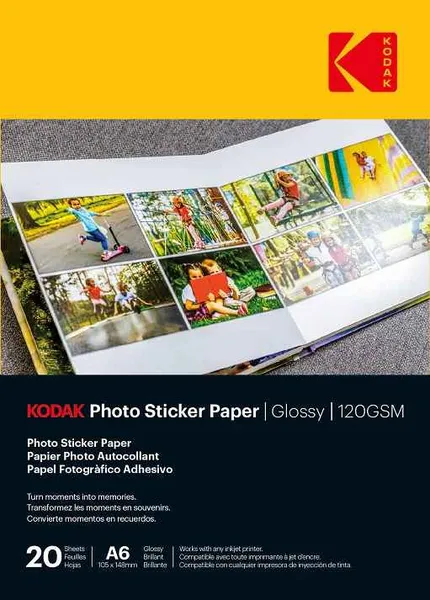 Kodak Photo Sticker Paper Gloss 120gsm A6x20 (3510652)