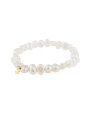 Bracelet made of real pearls with a golden teddy bear 617091020