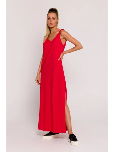 M791 Maxi dress with a deep neckline on the back - red