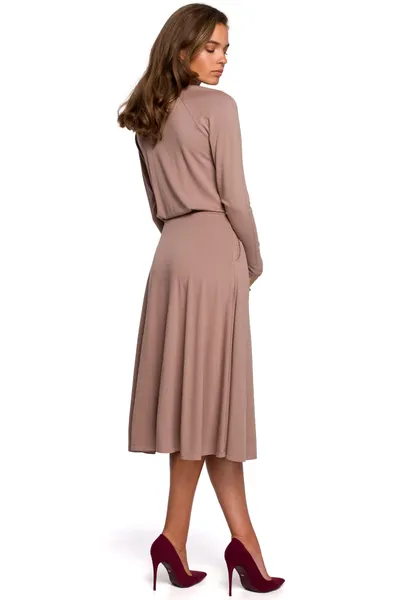 S234 Dress with a flared bottom - cappuccino