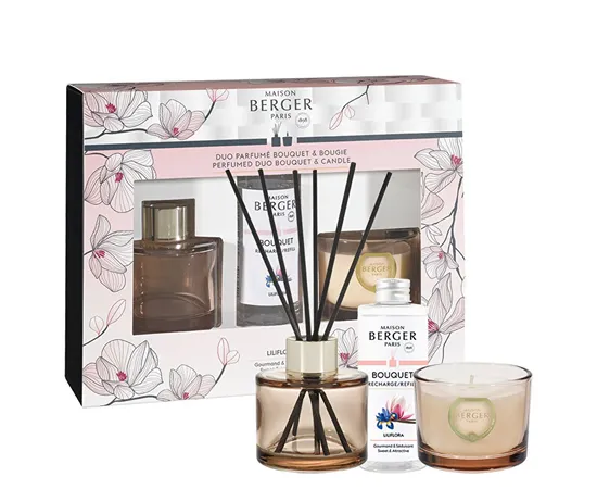 Gift set aroma diffuser Bolero Magnolia Liliflora 80 ml + candle 80 g