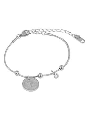 Elegant steel bracelet Coin Silver