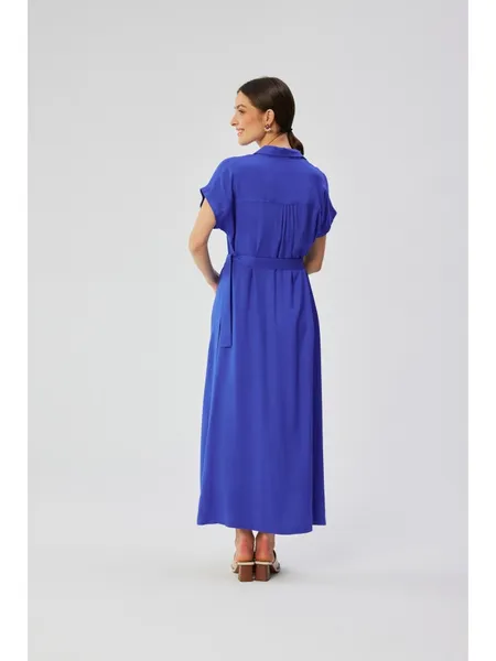 S364 Maxi dress with short sleeves - blue