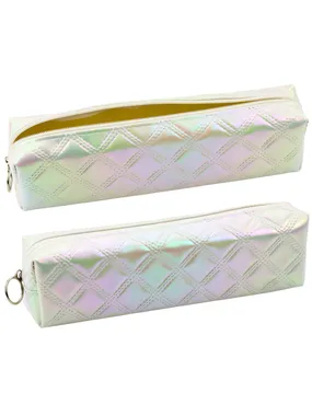 School pencil case Organizer pressed white pearl pattern 21x6cm