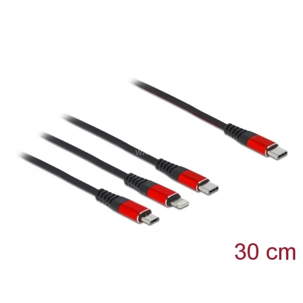 USB charging cable 3-in-1 USB-C > Lightning + Micro USB + USB-C