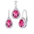 Silver jewelry set MONACO earrings and pendant with synthetic ruby ​​LPS0341R