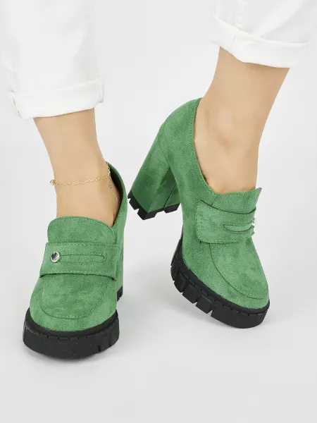 Green women's high heel shoes