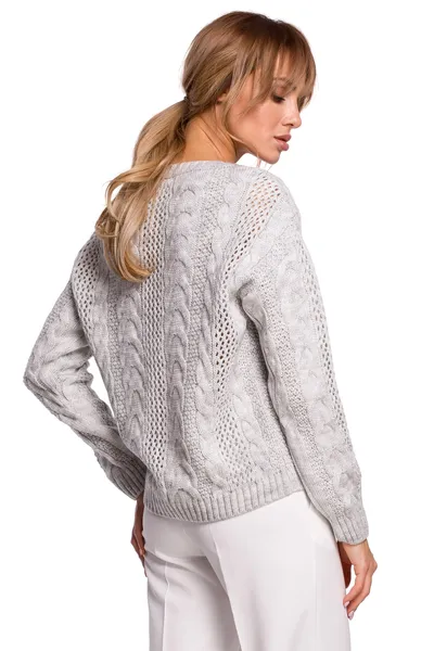 M510 Openwork sweater with a V-neck - gray