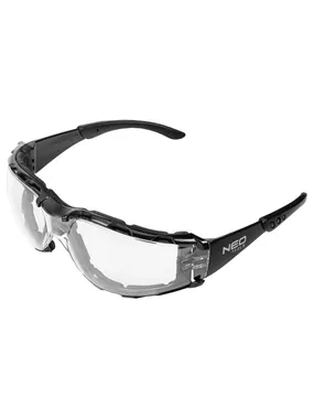Safety glasses with foam insert, white lenses, resistance class FT