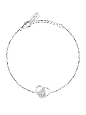 Romantic silver bracelet with hearts Silver LPS05AWV19