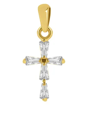 Gold pendant Cross with zircons 14/664.741ZIR