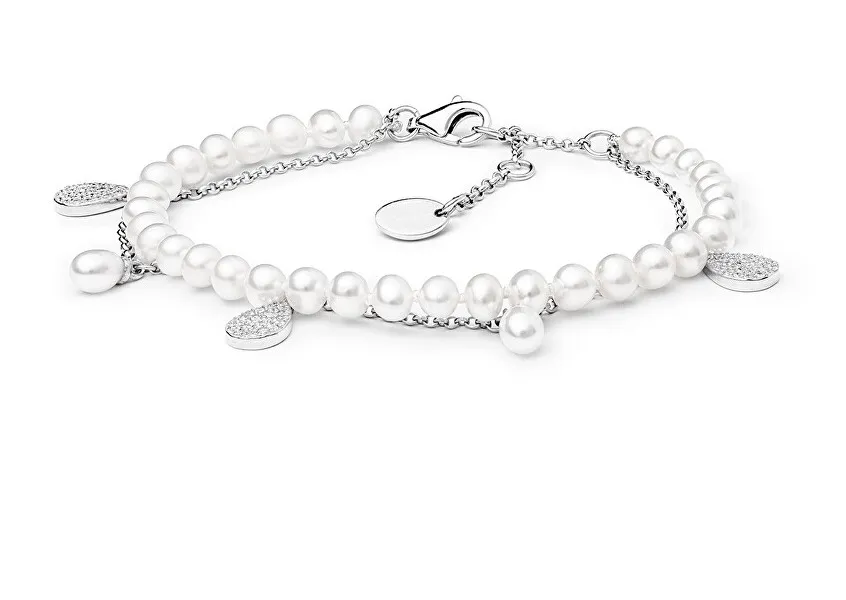 Elegant silver bracelet with pearls and zircons GRP20213BW16