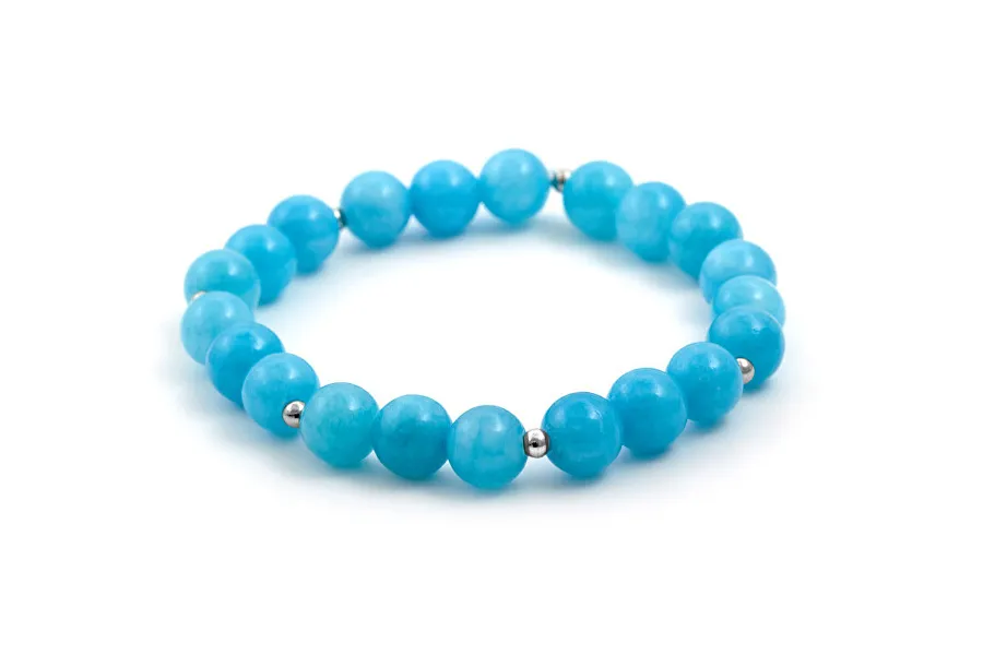 Cyan calcite bead bracelet MINK12 / 17