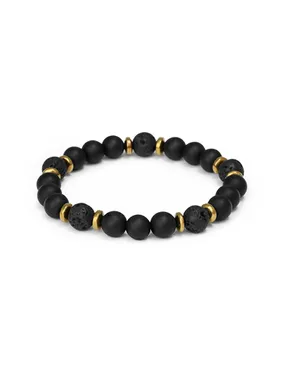 Bead bracelet made of onyx, lava stone and hematite MINK146/20