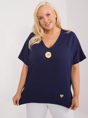 Women's navy blue plus size blouse