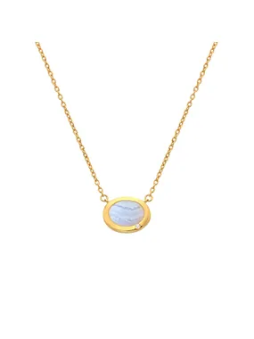 Elegant Gold Plated Necklace with Agate and Diamond Gemstones DN202