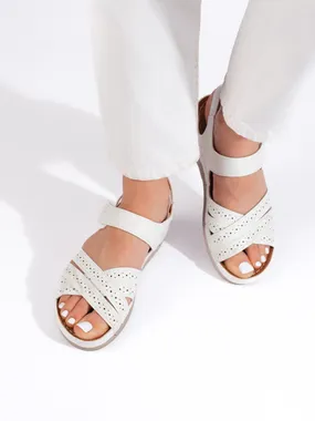 Women's white velcro sandals