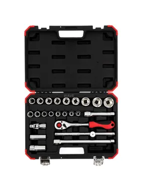 Red socket wrench set 1/2", 24 pieces