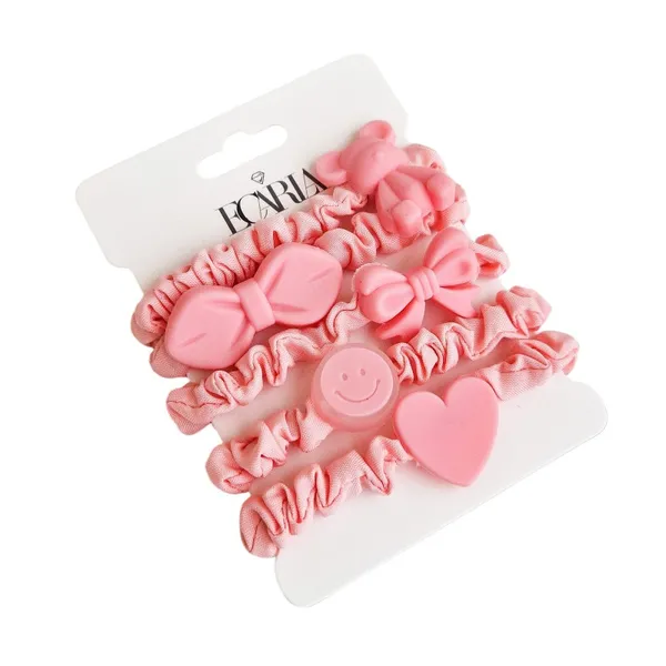 Set of pink hair ties, 5 pcs.