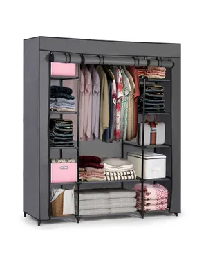 Large textile wardrobe Massido - graphite