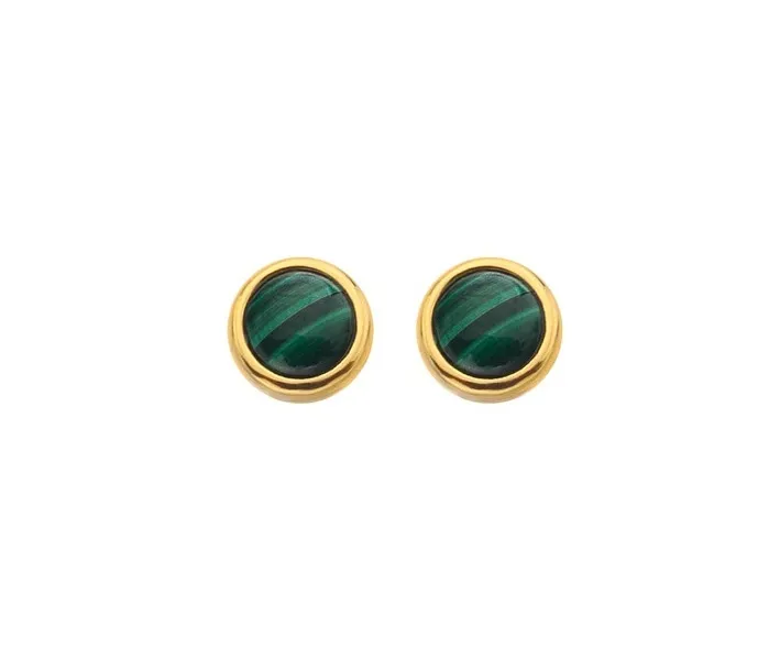 Jac Jossa Soul DE757 delicate gold-plated diamond and malachite earrings