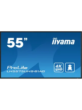 iiyama LH5575UHS-B1AG apzīmējumu displejs Digitālo signālu plakanais panelis 138,7 cm (54,6 collas) LCD Wi-Fi 500 cd/m² 4K Ultra HD melns Iebūvēts procesors Android 11 24/7