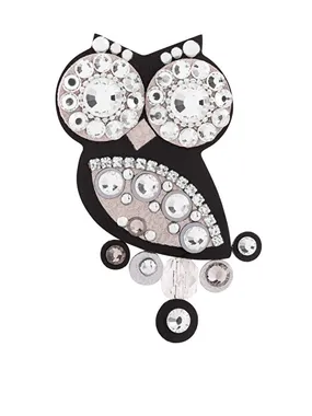 Original brooch black Owl