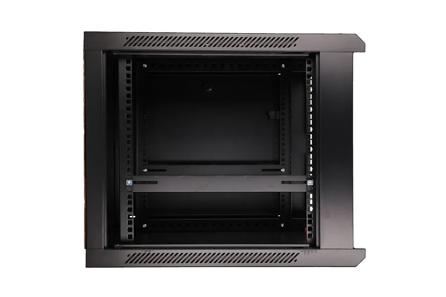 Wall cabinet rack 9U 600x450 black glass door