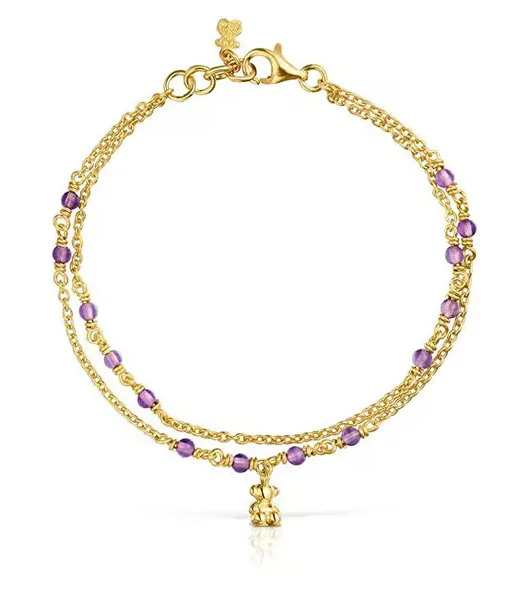 Bold Bear Double Amethyst Gold Plated Bracelet 1003972200