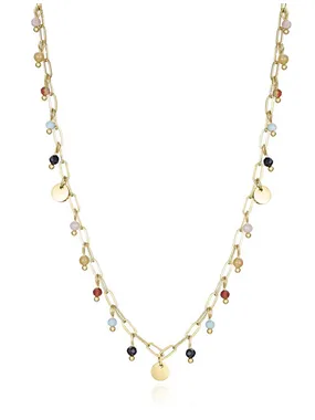 Playful gold-plated necklace with beads Kiss 14166C01019