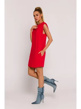 M789 Mini dress with shoulder pads - red