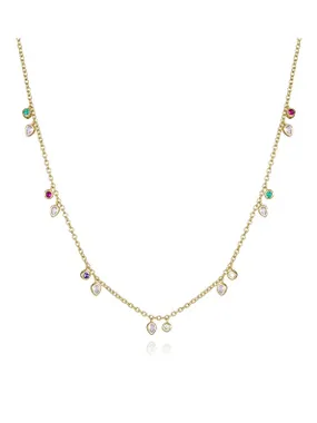 Playful gold-plated necklace with zircons Trend 9122C100-39