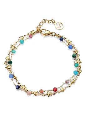 Double gold-plated bracelet with beads Kiss 14175P01019