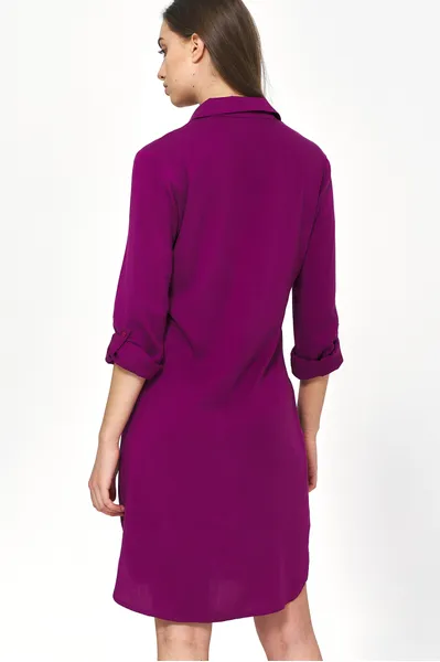 Purple Oversized Dress with Rolled Sleeves - S226