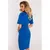 M779 Dress with a neckline and a strongly marked waist - blue