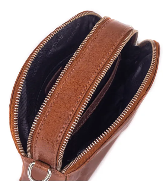 Women's leather crossbody bag 12 Cognac