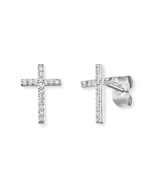 Silver earrings Cross with zircons ERE-LILCROS-ZST