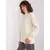 Ecru women's turtleneck sweater with cables.